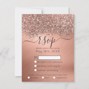 Cartons Réponse Parties scintillant or Rose de luxe Confetti Maria