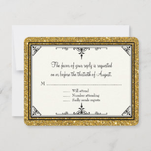 Cartons Réponse Parties scintillant ornementale or rayé classique