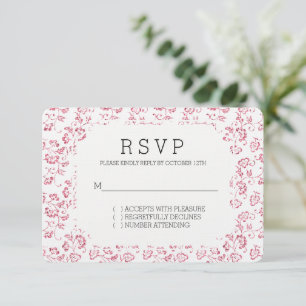 Cartons Réponse Parties scintillant rose rose romantique Mariage f