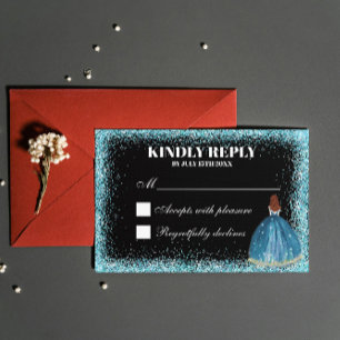 Cartons Réponse Parties scintillant Turquoise Foil Ballgown Custom