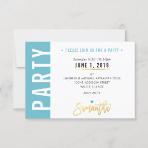 Cartons Réponse PARTY l'or blanc mignon de coeurs de bleu de