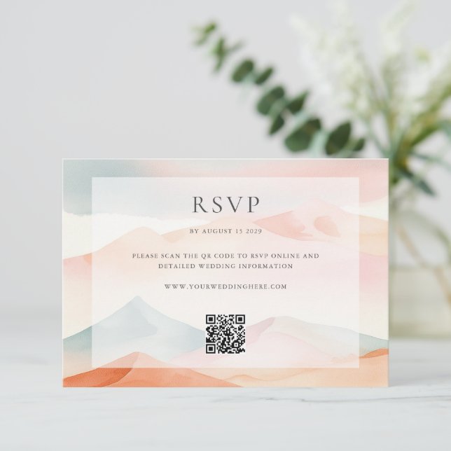 Cartons Réponse Pastel Boho Desert Détails sur le Mariage (Debout devant)