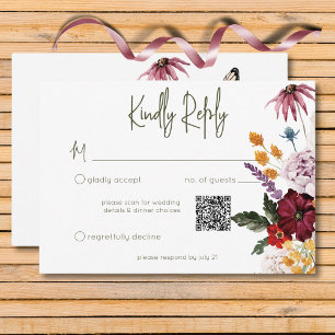 Cartons Réponse Pastel & Burgundy Blooms Moderne Floral QR Code