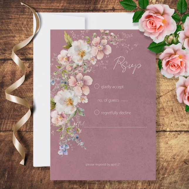 Cartons Réponse Pastel Floral Mariage rose moderne (Créateur téléchargé)