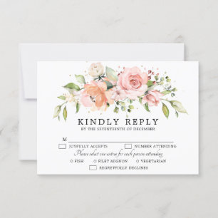 Cartons Réponse Pastel Pink Blush Rose Floral Mariage botanique