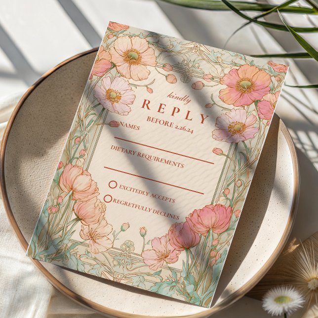 Cartons Réponse Pastel Poppy Garden Wedding (Créateur téléchargé)