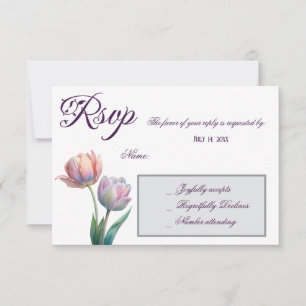 Cartons Réponse Pastel Tulip Mariage Suite Typographie élégante