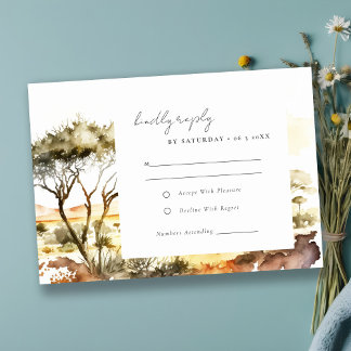 Cartons Réponse Paysage Africain Aquarelle Terreuse Mariage Silenc