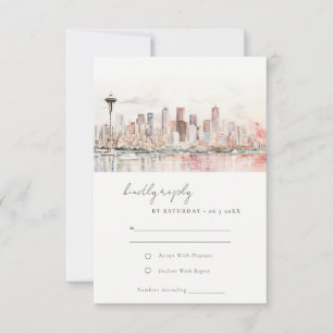Cartons Réponse Paysage aquarelle de mariage à Seattle, Washington