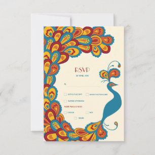 Cartons Réponse Peacock Elegance Mariage Vintage Multicolore