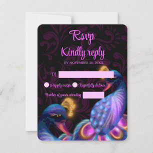 Cartons Réponse Peacock Jewel Tones Mariage Floral Moody violet