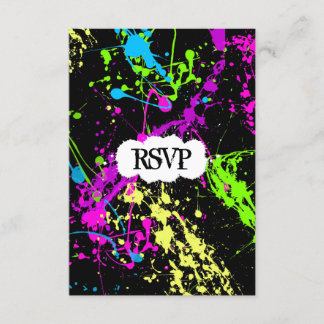 Cartons Réponse Peinture fraîche Retro Neon Splatter sur noir