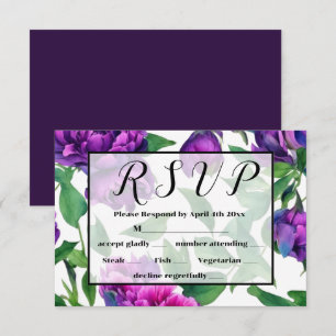 Cartons Réponse Peonées d'aquarelle romantique violet magenta rose