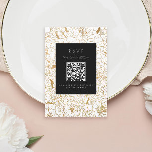 Cartons Réponse Peonies dorées Noir Blanc Or