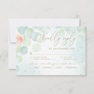 Cartons Réponse Peony Eucalyptus Verdure Monogramme Repas Choix