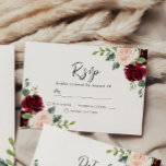 Cartons Réponse Perfection de broussailles : Aquarelle florale Bou<br><div class="desc">Blush Perfection : Burgundy Blush Floral Watercolor Carte RSVP Voir les faire-part de mariage et objets correspondants dans Niche and Nest Store. Conversation pour demander plus d'éléments</div>