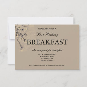 Cartons Réponse Petit Déjeuner de Mariage Fleurie Taupe Élégant