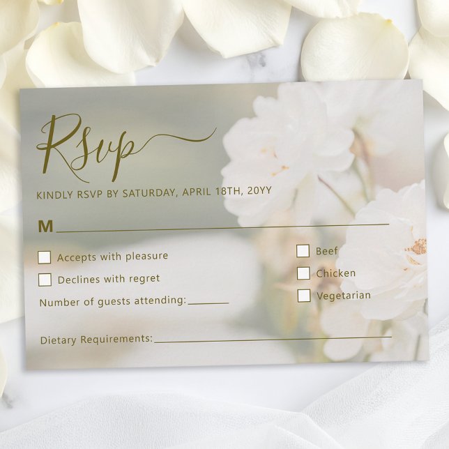 Cartons Réponse Photo de fond de roses blanches rêveuses Mariage (Créateur téléchargé)