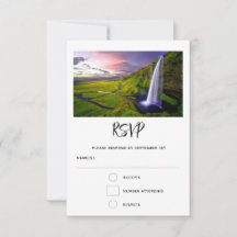 Photo de mariage de cascade islandaise verte et na