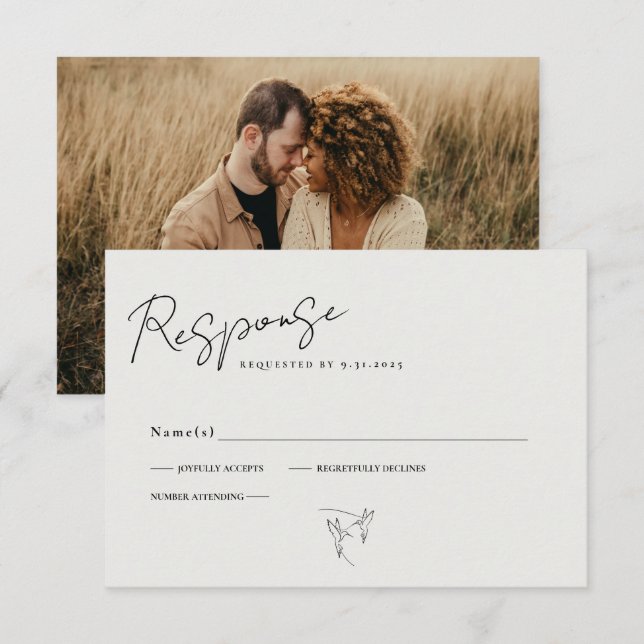 Cartons Réponse Photo de script de calligraphie minimal (Devant / Derrière)