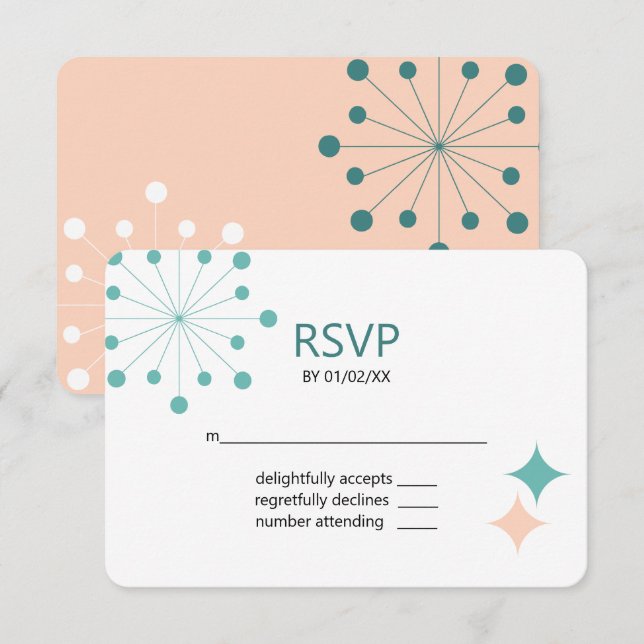 Cartons Réponse Photo Moderne Du Milieu Du Siècle Retro Enregistre (Devant / Derrière)