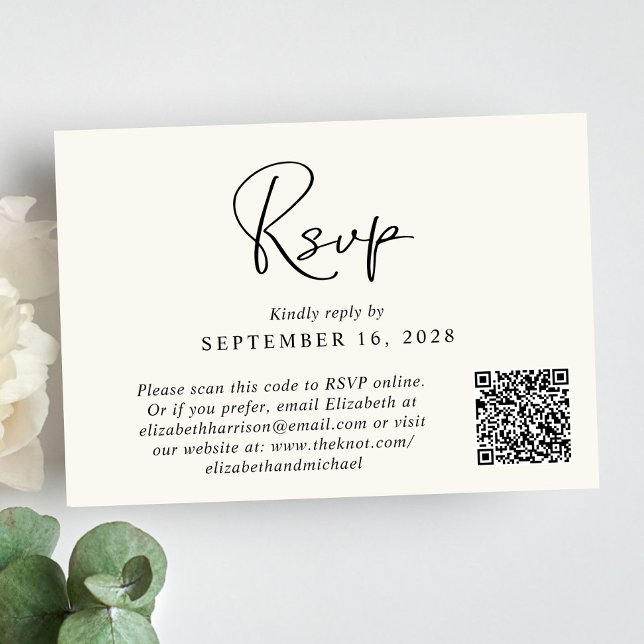 Cartons Réponse Photo moderne QR Code Cream Mariage (Créateur téléchargé)