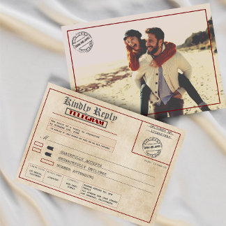 Cartons Réponse Photo personnalisé Mariage vintage Élégance rétro 