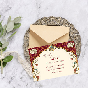 Cartons Réponse Pichwai Mariage Indien Lotus Paon