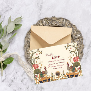 Cartons Réponse Pichwai Mariage Indien Lotus Paon