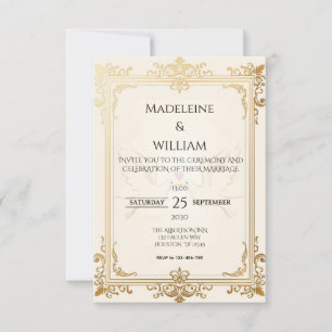 Cartons Réponse Pigeon Elegant Luxury Gold Mariage