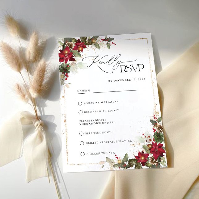 Cartons Réponse Pine Rustique Poinsettia Noël Floral (Créateur téléchargé)
