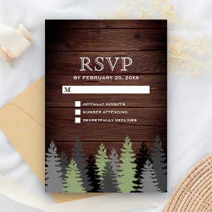 Cartons Réponse Pine Trees Bois rustique Mariage d'hiver