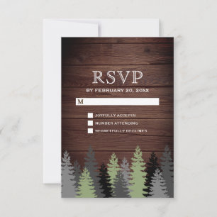 Cartons Réponse Pine Trees Bois rustique Mariage d'hiver