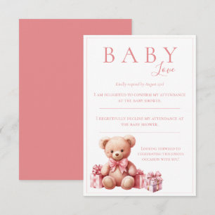 Cartons Réponse Pink Baby Love Aquarelle Baby shower Ours