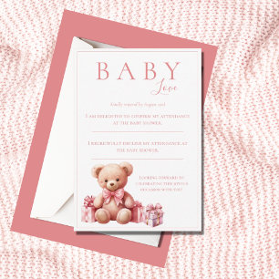 Cartons Réponse Pink Baby Love Aquarelle Baby shower Ours