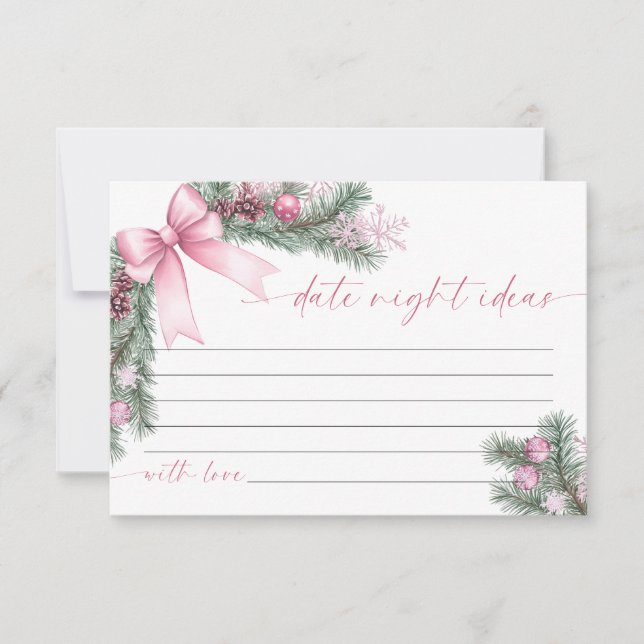 Cartons Réponse Pink Bow Christmas Date Night Ideas Card (Devant)