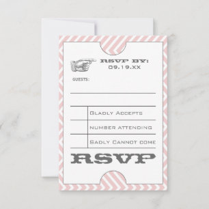 Cartons Réponse Pink Chevron Zig Zag Vintage Modern Ticket Mariage