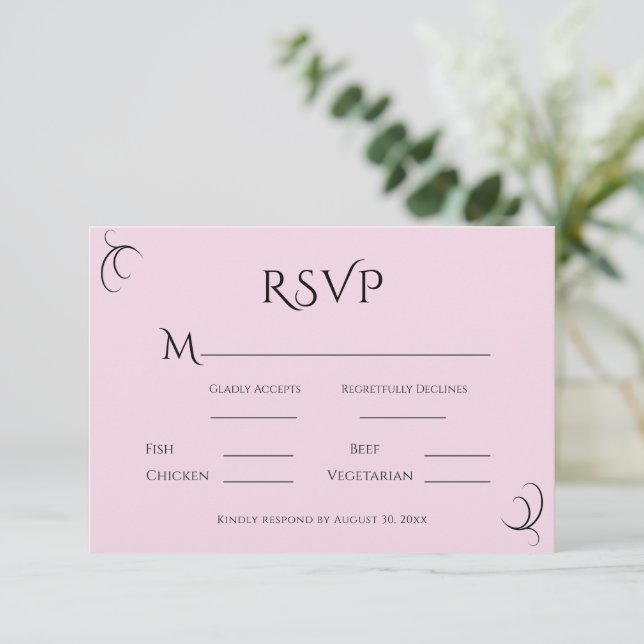 Cartons Réponse Pink Pastel Moderne Mariage (Debout devant)