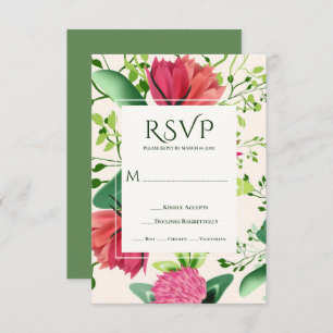 Cartons Réponse Pink & Red Clover Floral Greenery Mariage