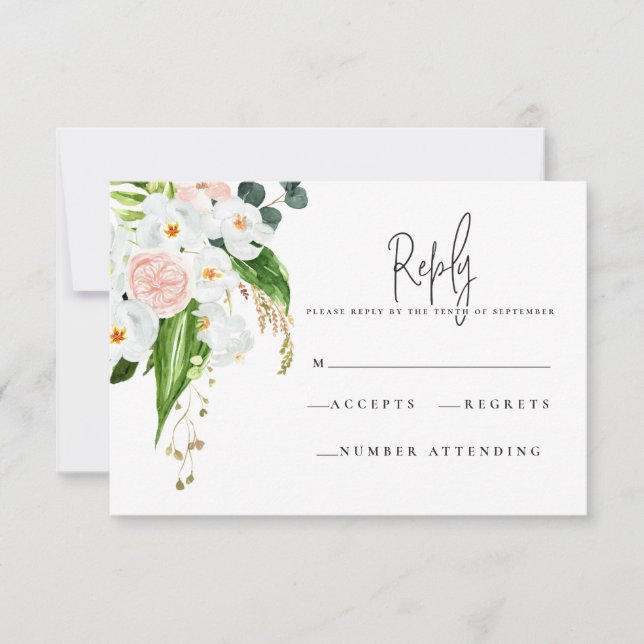 Cartons Réponse Pink, turquoise et orchidée à fleurs tropicales R. (Devant)