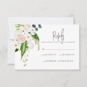 Cartons Réponse Pink, turquoise et orchidée à fleurs tropicales R.