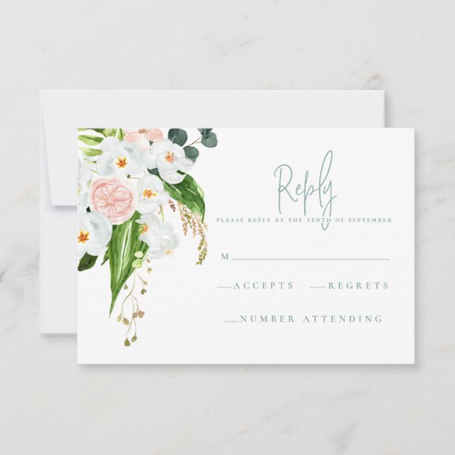 Cartons Réponse Pink, turquoise et orchidée à fleurs tropicales R. (Devant)