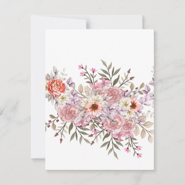 Cartons Réponse Pink Wedding Bouquet (Devant)