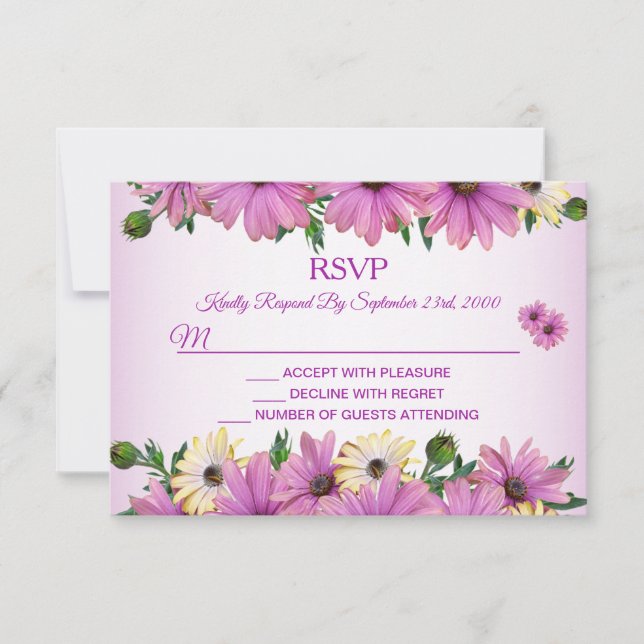 Cartons Réponse Pink Yellow Floral Rustic Elegant Wedding (Devant)