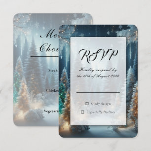 Cartons Réponse Pins givrés dans une lueur hivernale de mariage