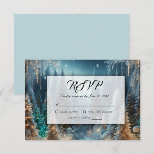 Cartons Réponse Pins givrés dans une lueur hivernale de mariage