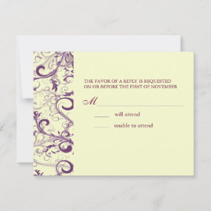 Cartons Réponse PixDezines GRAND RSVP, PLUM SWIRLS/arrière - plan 