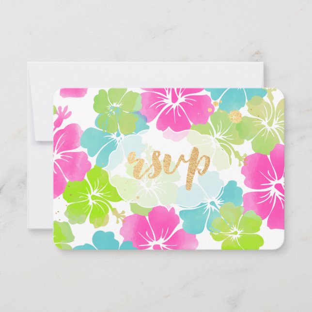 Cartons Réponse PixDezines hibiscus/floral/rsvp (Devant)