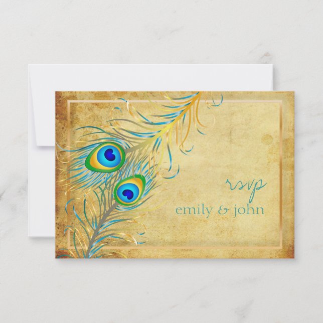 Cartons Réponse PixDezines paon turquoise vintage (Devant)