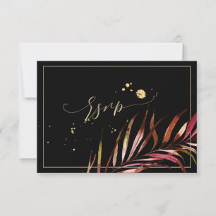 Cartons Réponse PixDezines RSVP, Fronds Palm Or Faux
